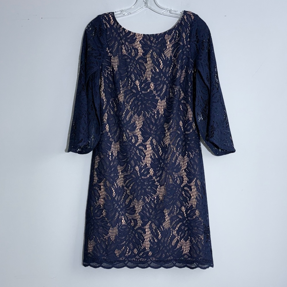 Lilly Pulitzer Belmont Navy Lace Dress Size S Bell Sleeves Cocktail Party Preppy - Picture 6 of 14